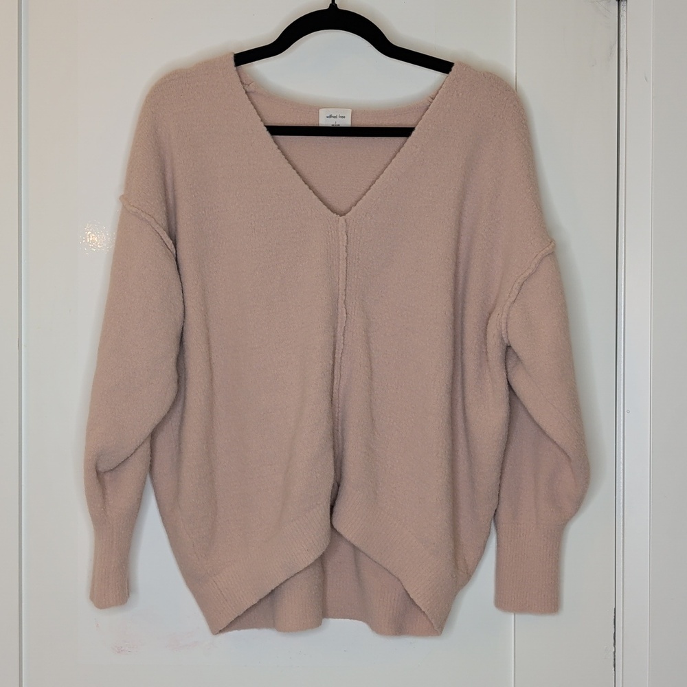 Aritzia Wilfred Fuzzy Oversized Sweater Sweatshirt Size S Pink
